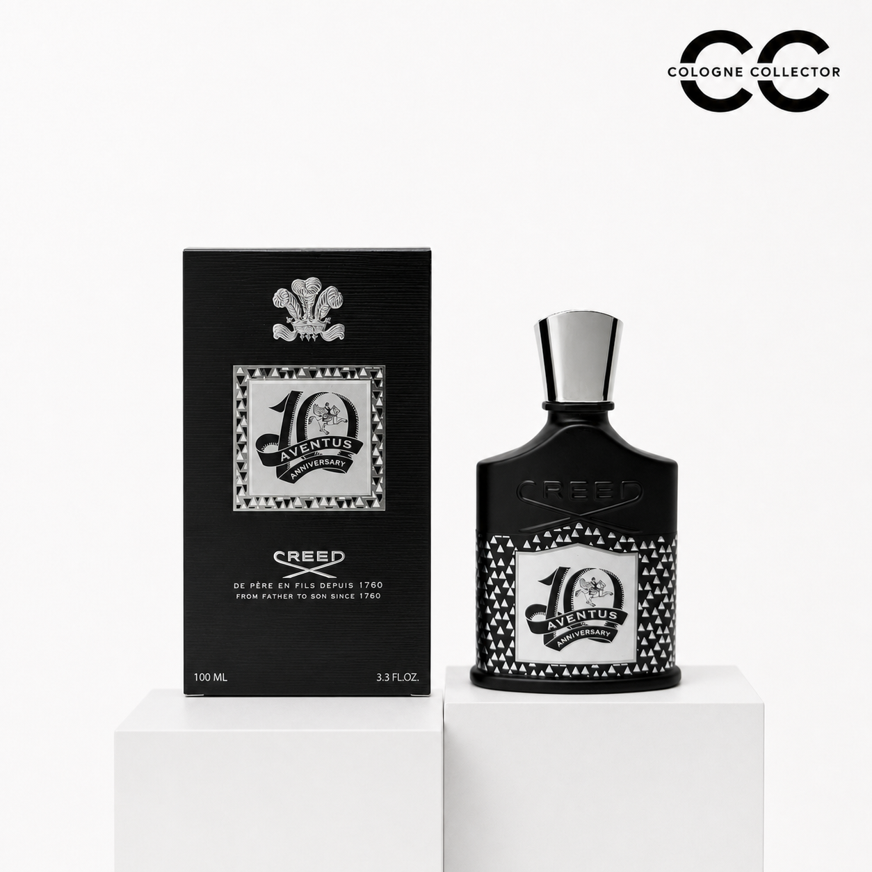 Aventus 10th Anniversary von Creed – CologneCollector Flakon mit Verpackung
