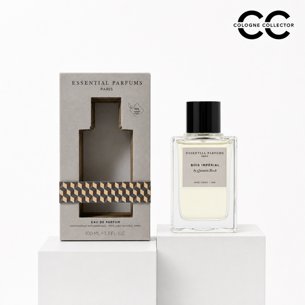 Bois Impérial (Eau de Parfum) von Essential Parfums – CologneCollector Flakon mit Verpackung