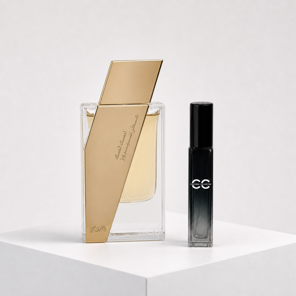 Attar Al Boruzz Lamaat Musk Tabriz von Rasasi – CologneCollector Flakon mit Probe