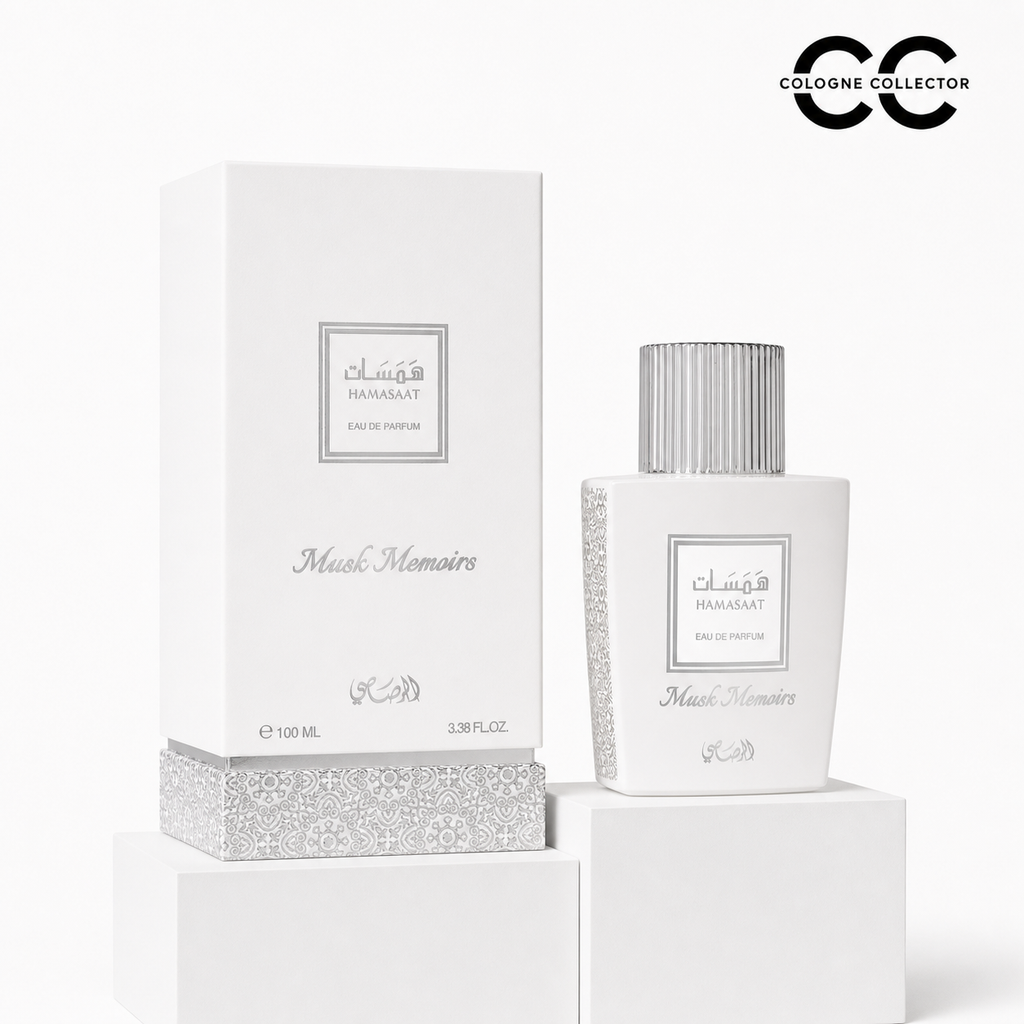 Hamasaat Musk Memoirs von Rasasi – CologneCollector Flakon mit Verpackung