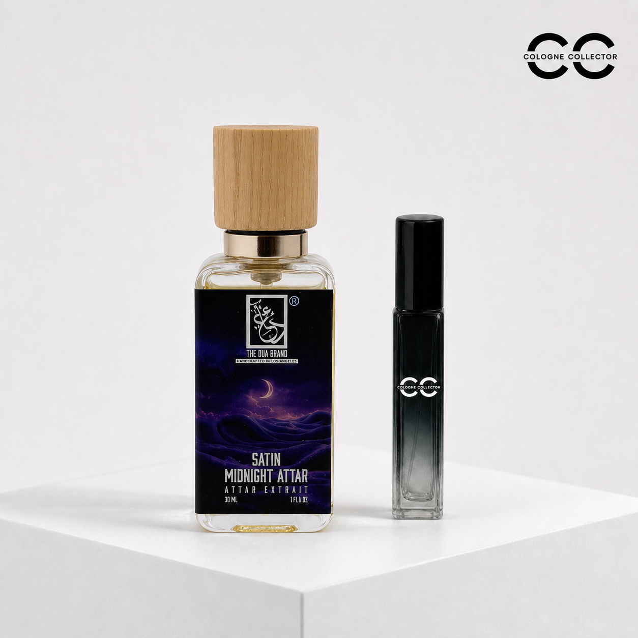 Satin Midnight Attar von The Dua Brand – CologneCollector Flakon mit Probe