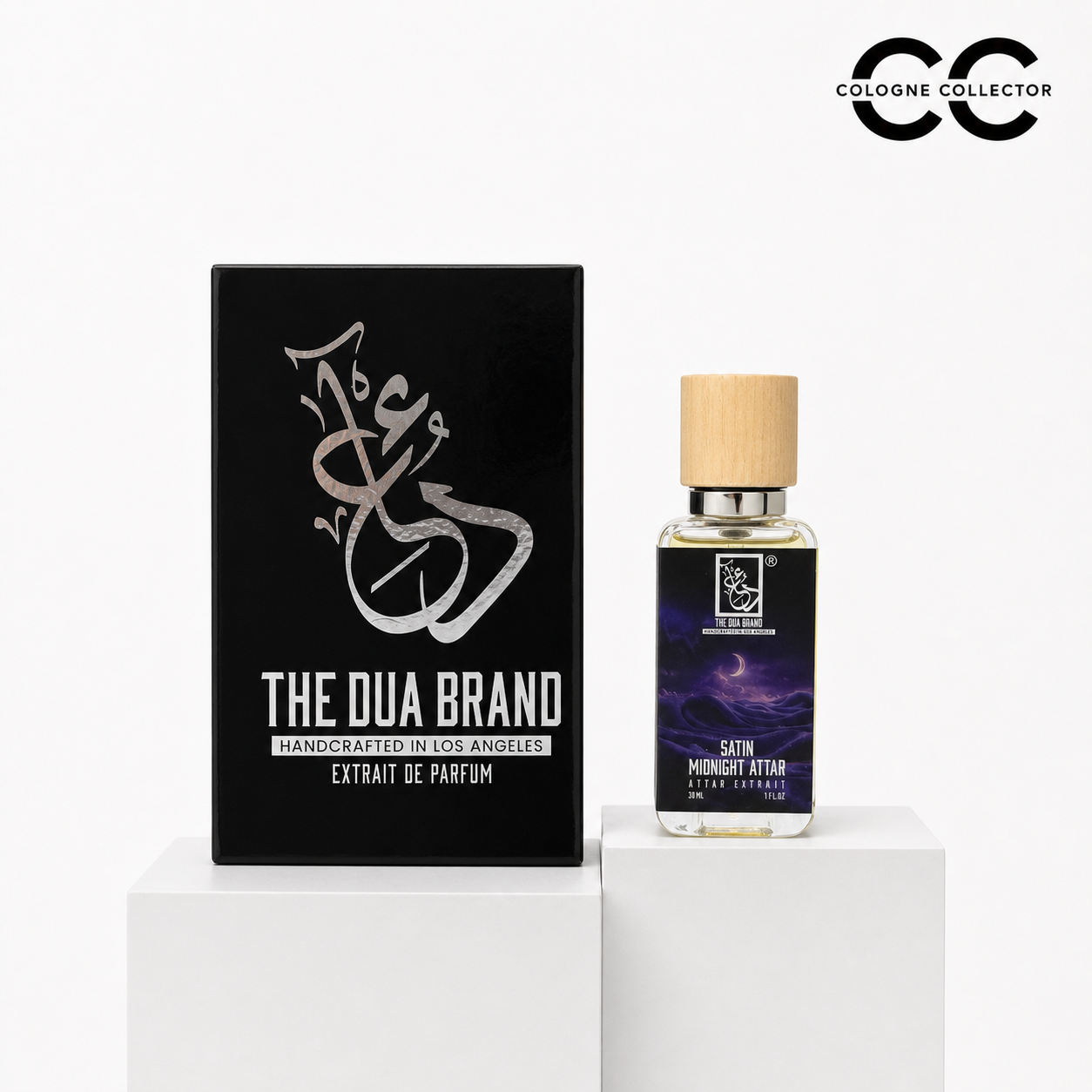 Satin Midnight Attar von The Dua Brand – CologneCollector Flakon mit Verpackung
